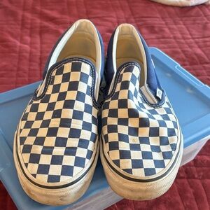 Vans Blue and White Checkered Slip-On Sneakers